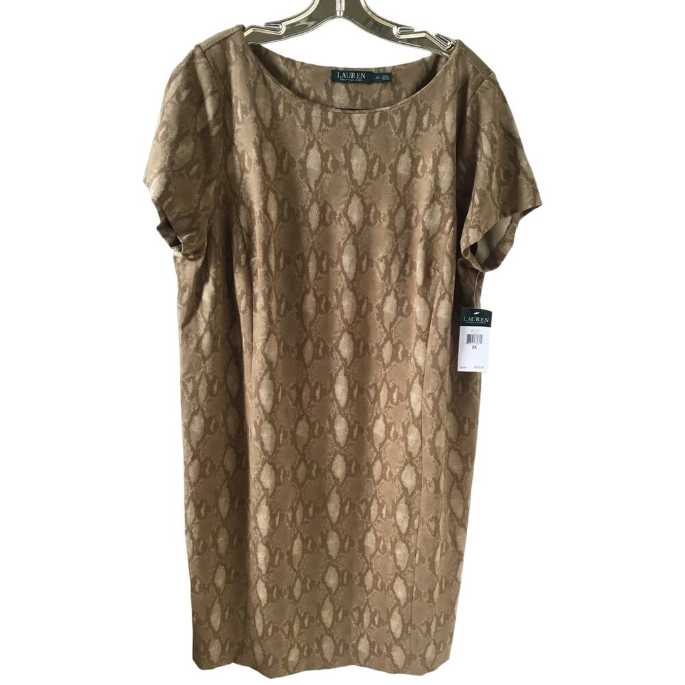 Lauren Ralph Lauren Dress Python Snake Print Bateau Neck Women's Size 2X